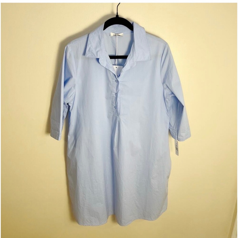 Noeline Paris Shirt Dress Womens XL Blue Ciel Art 2299 Cotton Made in Italy NWT - Picture 2 of 8